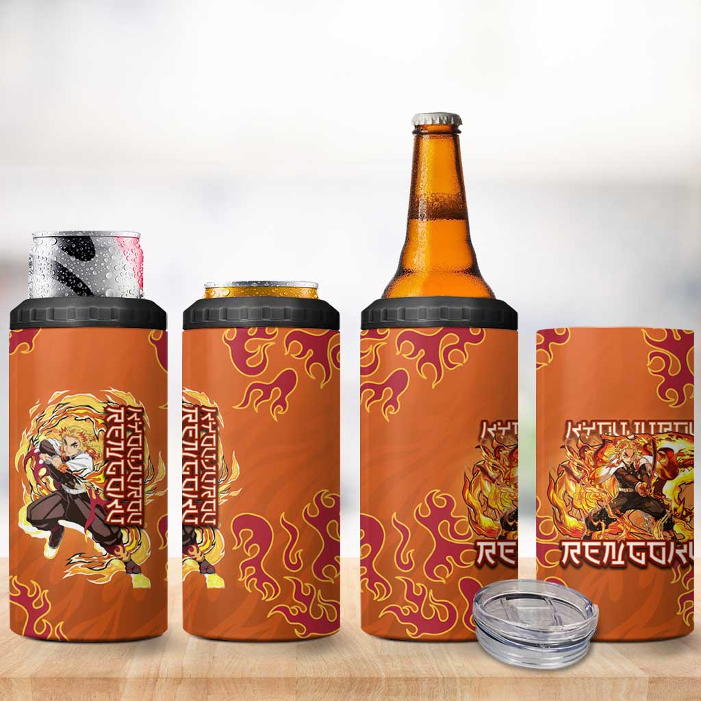 Rengoku Kyojuro Demon Slayer 4 in 1 Can Cooler Tumbler Inferno Anime Flame Crest Style