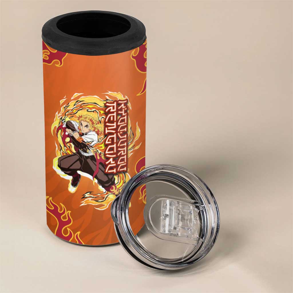 Rengoku Kyojuro Demon Slayer 4 in 1 Can Cooler Tumbler Inferno Anime Flame Crest Style