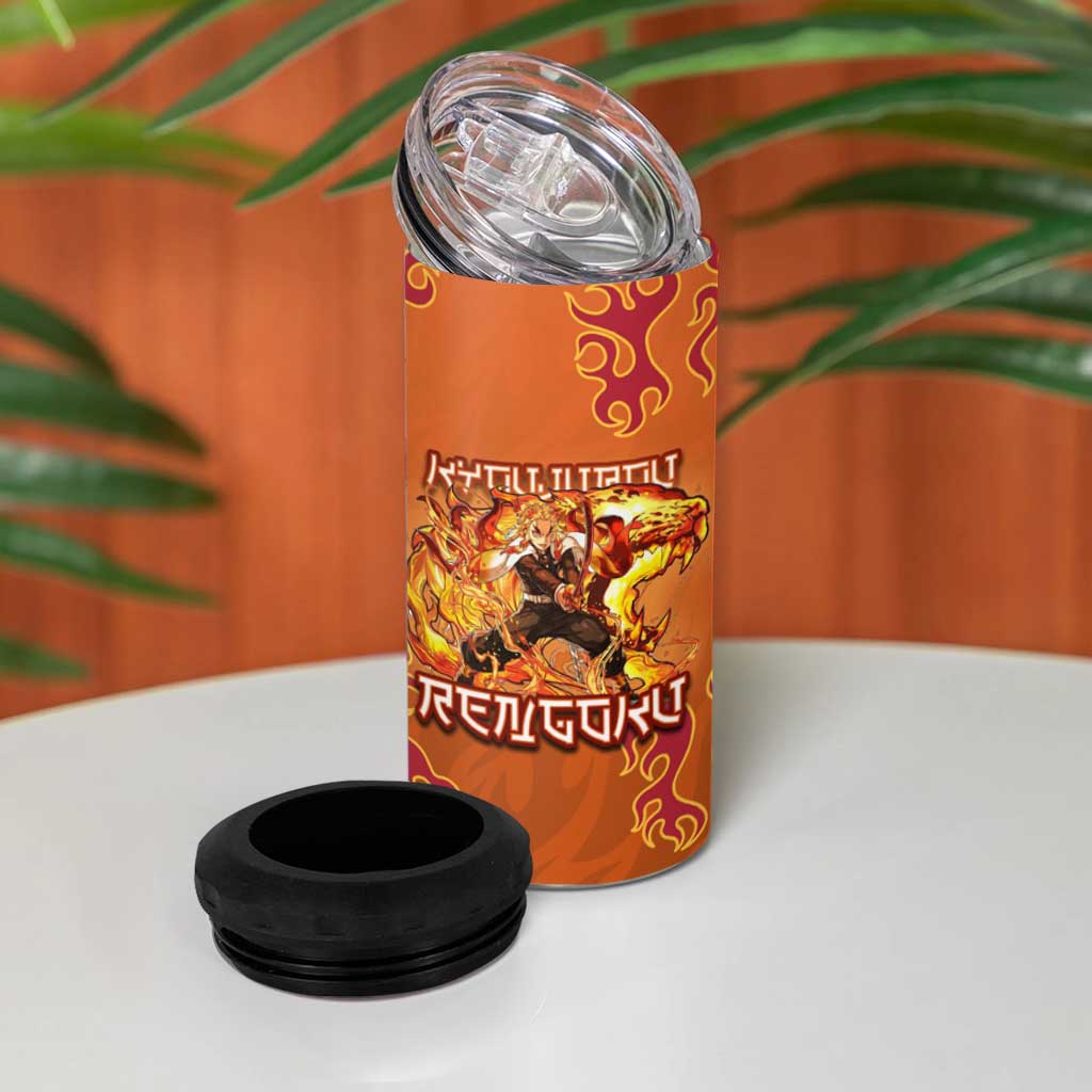 Rengoku Kyojuro Demon Slayer 4 in 1 Can Cooler Tumbler Inferno Anime Flame Crest Style