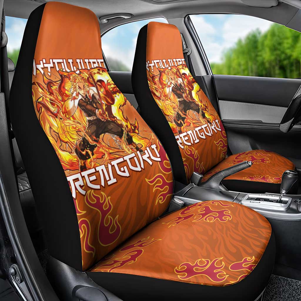 Rengoku Kyojuro Demon Slayer Car Seat Cover Inferno Anime Flame Crest Style