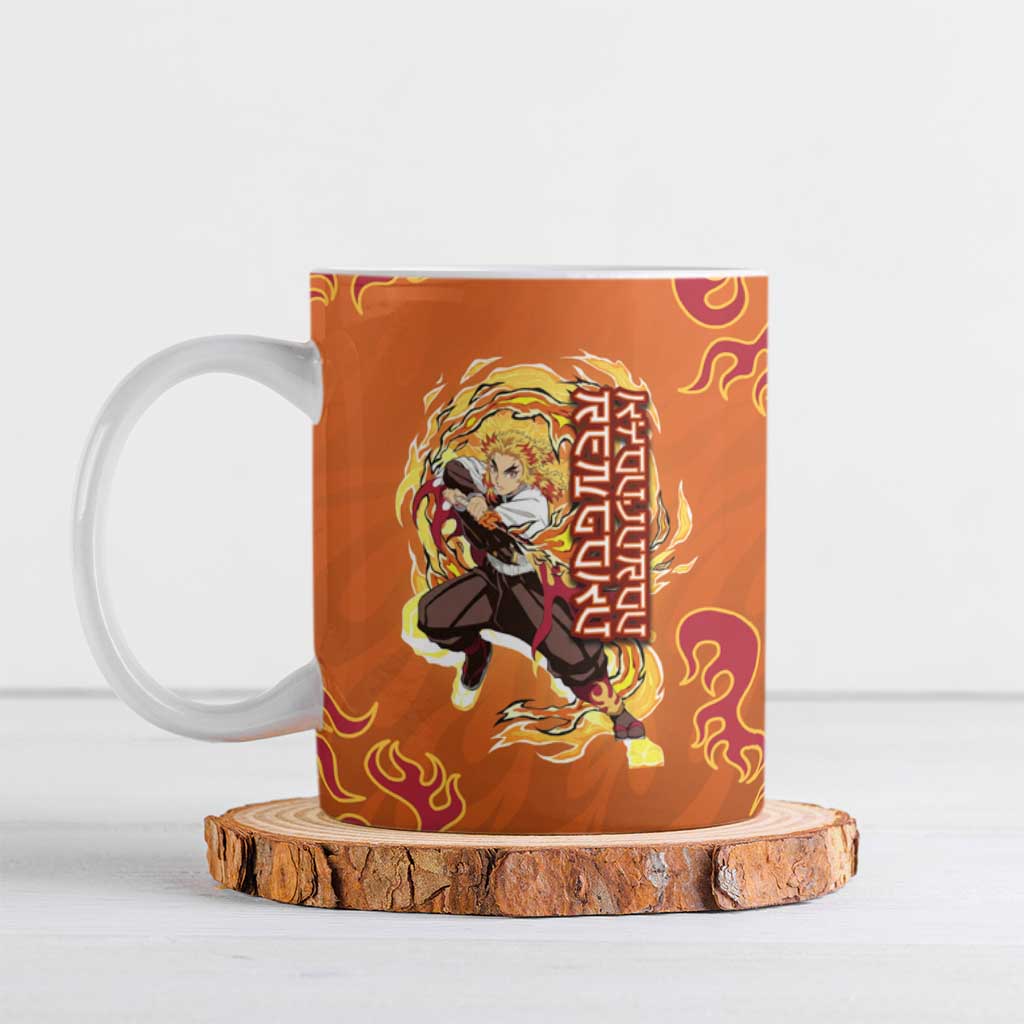 Rengoku Kyojuro Demon Slayer Ceramic Mug Inferno Anime Flame Crest Style