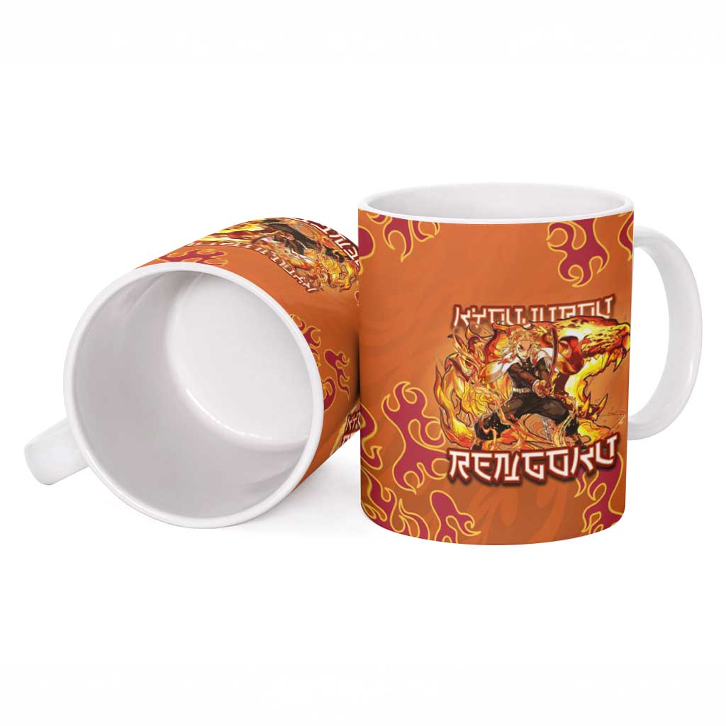 Rengoku Kyojuro Demon Slayer Ceramic Mug Inferno Anime Flame Crest Style