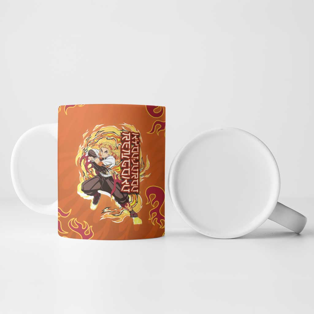 Rengoku Kyojuro Demon Slayer Ceramic Mug Inferno Anime Flame Crest Style