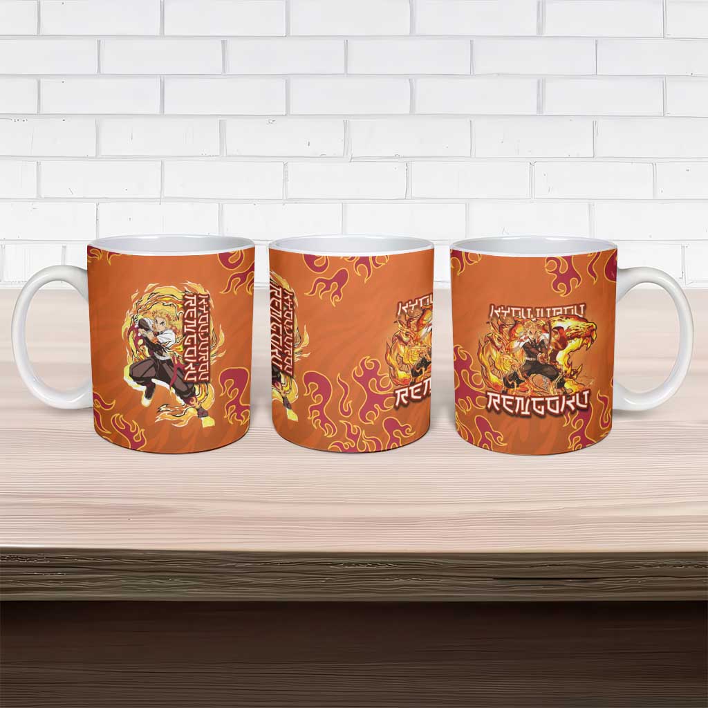 Rengoku Kyojuro Demon Slayer Ceramic Mug Inferno Anime Flame Crest Style