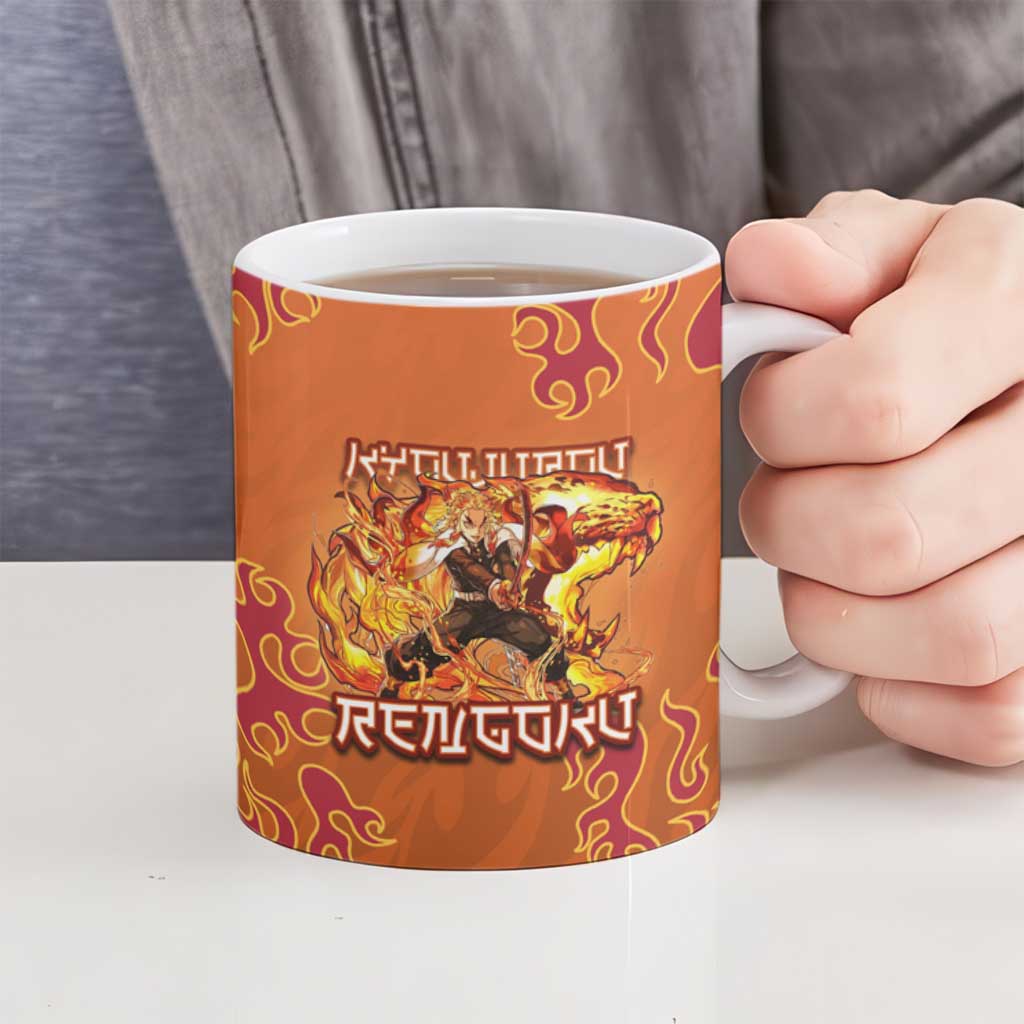 Rengoku Kyojuro Demon Slayer Ceramic Mug Inferno Anime Flame Crest Style