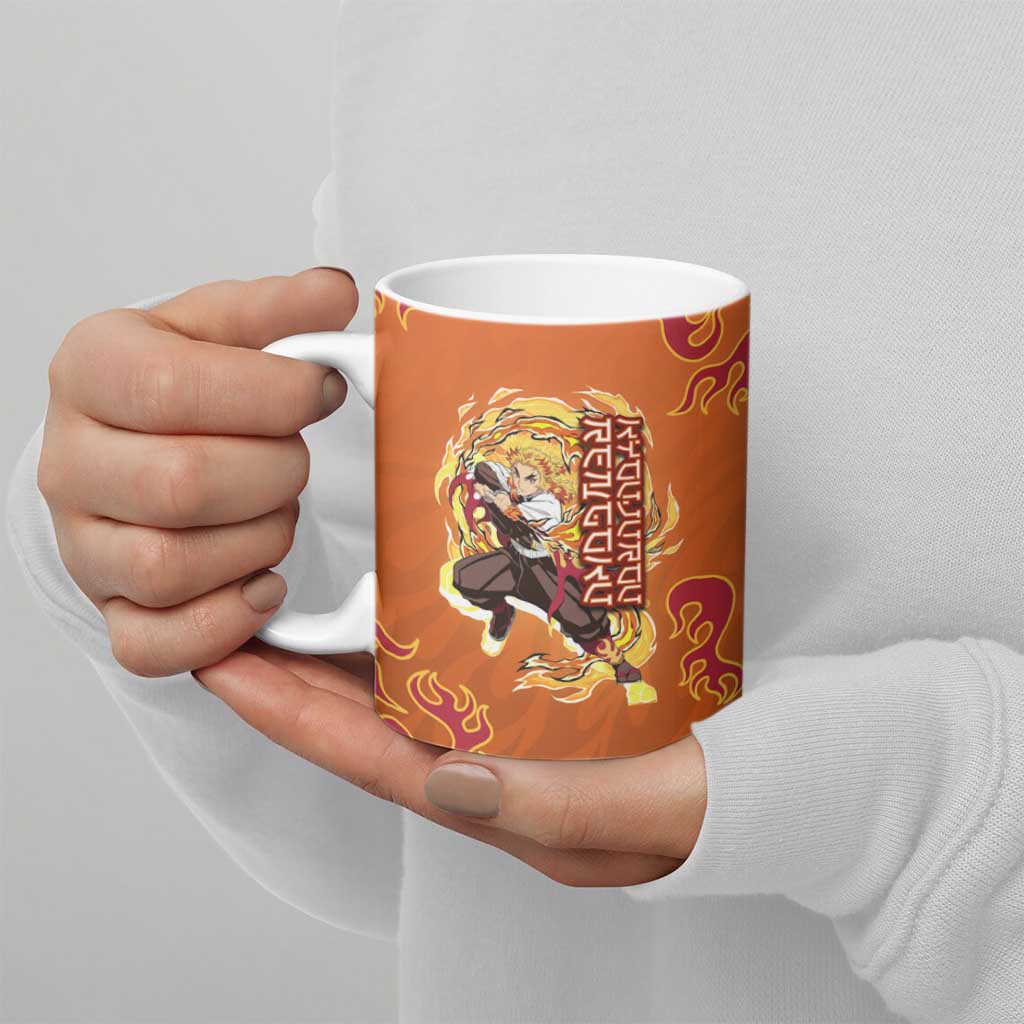 Rengoku Kyojuro Demon Slayer Ceramic Mug Inferno Anime Flame Crest Style