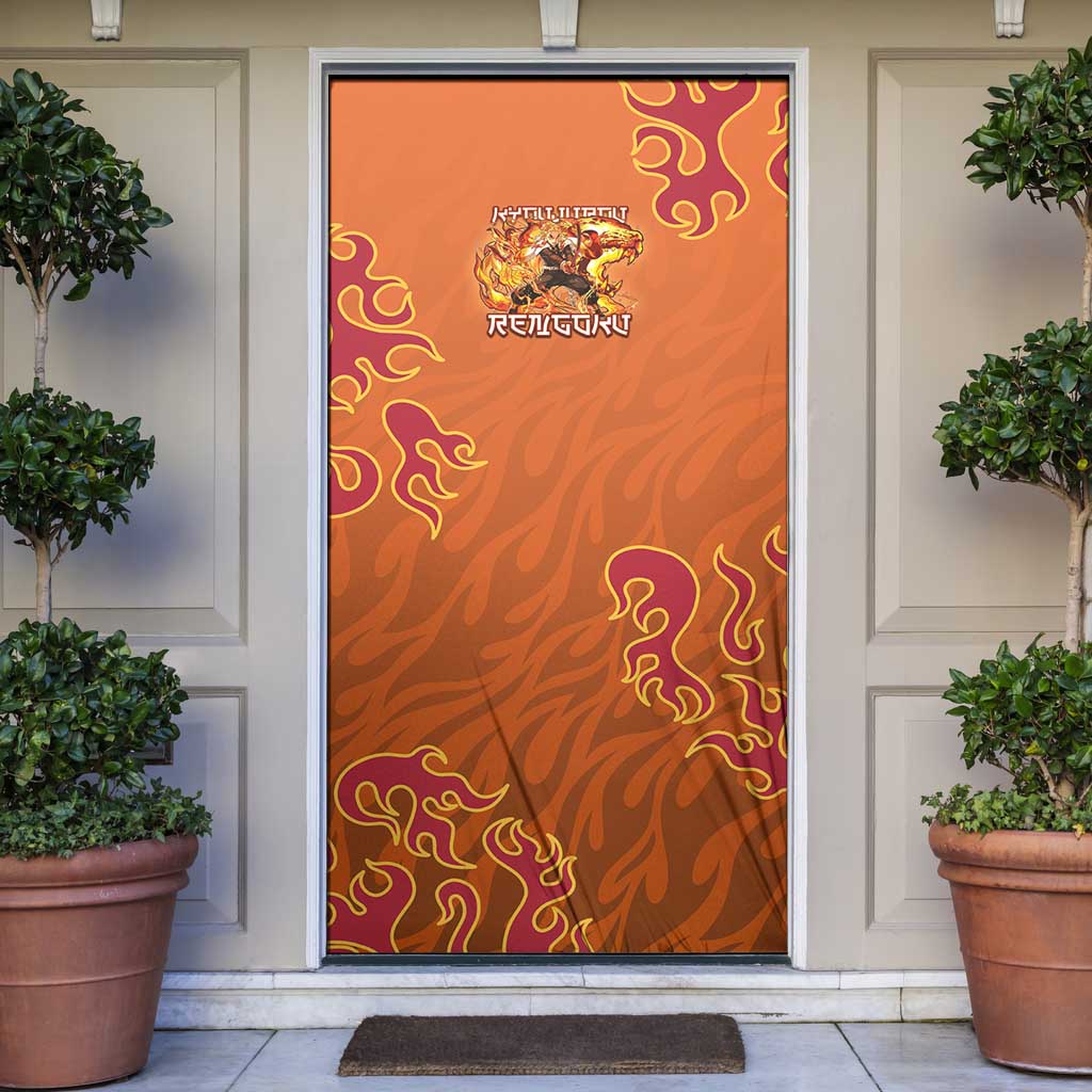 Rengoku Kyojuro Demon Slayer Door Cover Inferno Anime Flame Crest Style