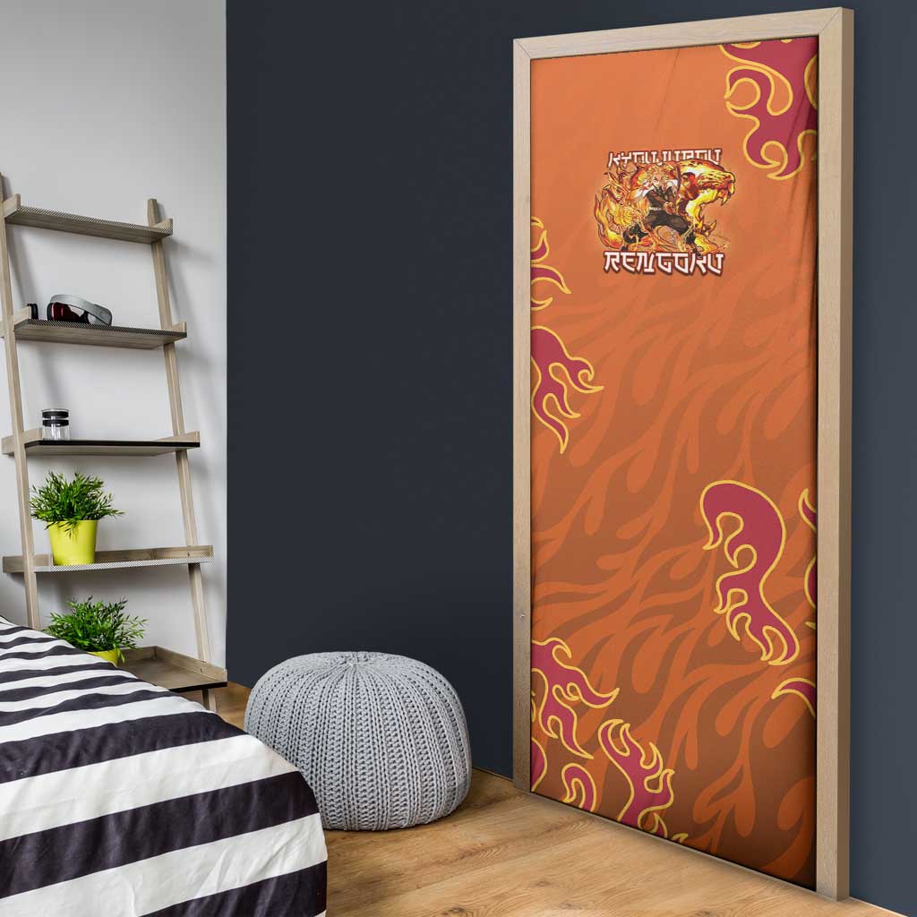 Rengoku Kyojuro Demon Slayer Door Cover Inferno Anime Flame Crest Style