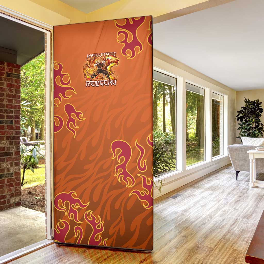 Rengoku Kyojuro Demon Slayer Door Cover Inferno Anime Flame Crest Style