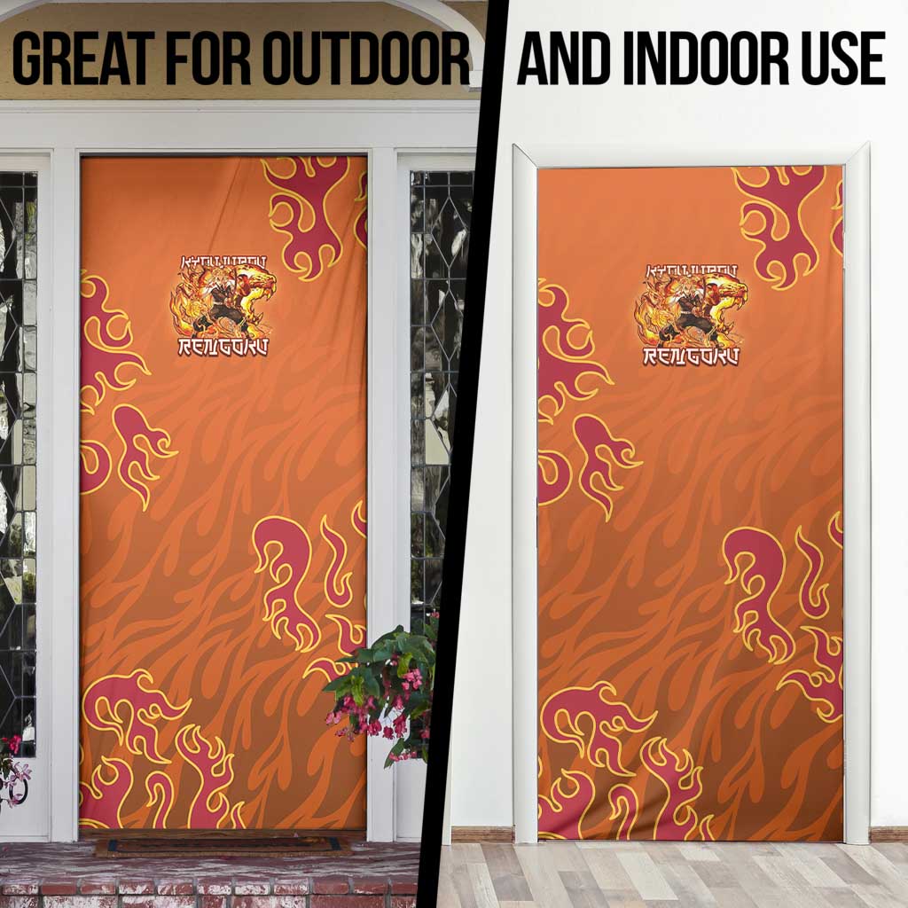 Rengoku Kyojuro Demon Slayer Door Cover Inferno Anime Flame Crest Style