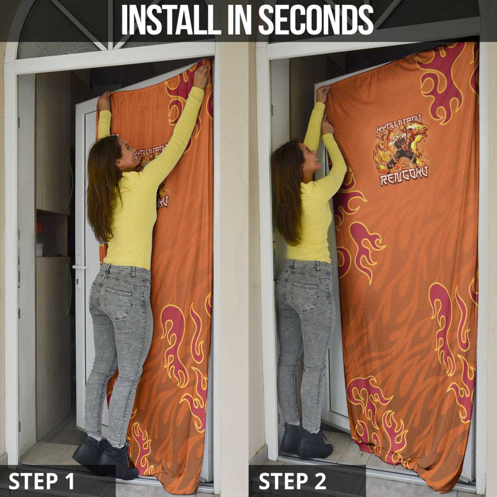 Rengoku Kyojuro Demon Slayer Door Cover Inferno Anime Flame Crest Style
