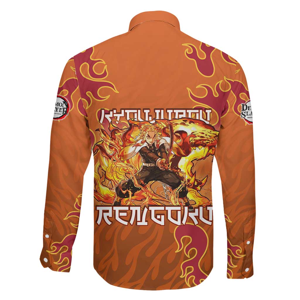 Rengoku Kyojuro Demon Slayer Family Matching Off Shoulder Maxi Dress and Hawaiian Shirt Inferno Anime Flame Crest Style