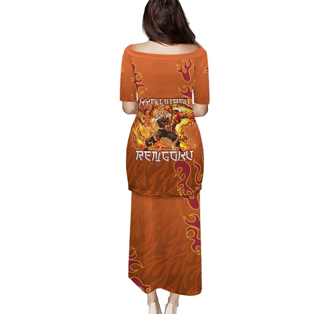 Rengoku Kyojuro Demon Slayer Family Matching Puletasi and Hawaiian Shirt Inferno Anime Flame Crest Style