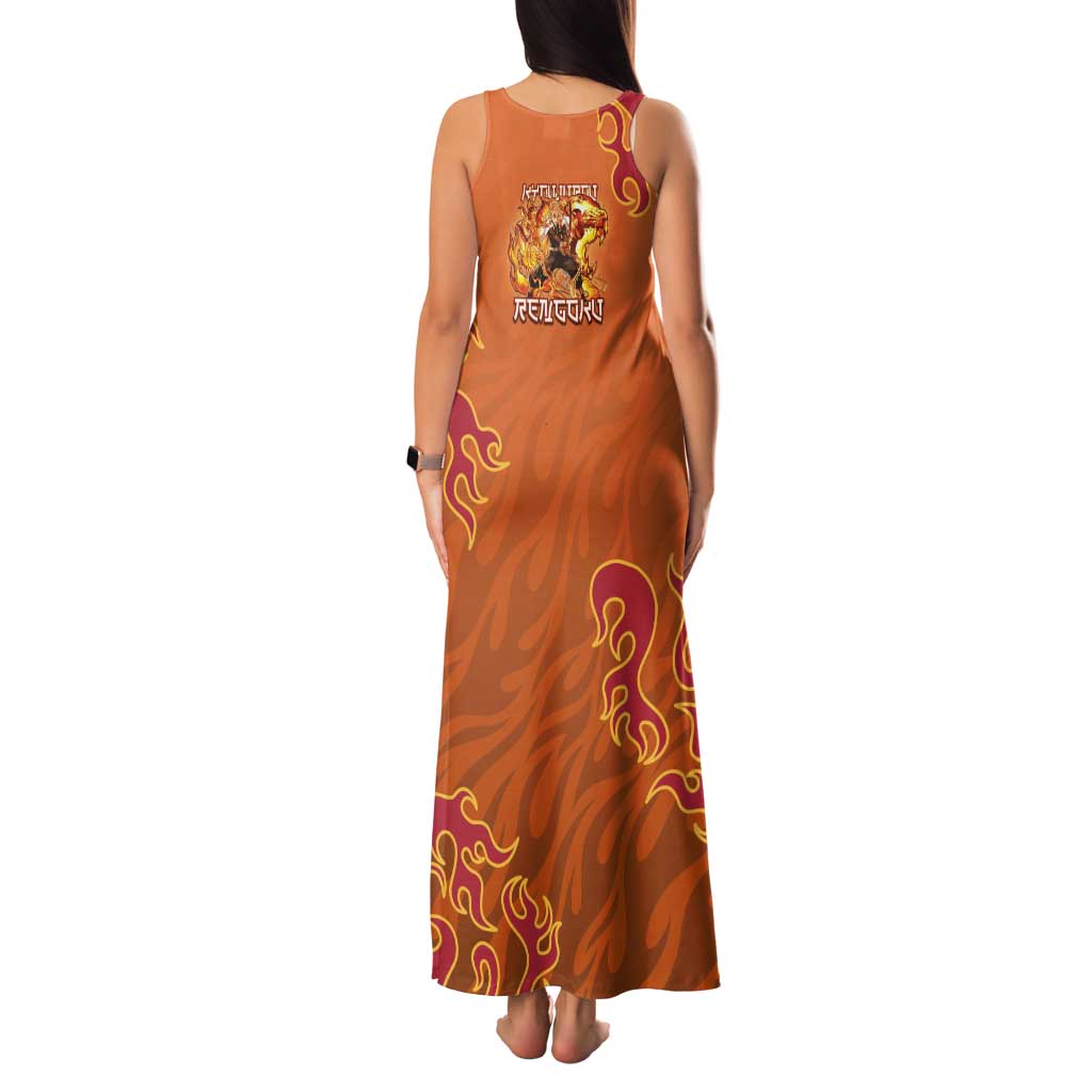 Rengoku Kyojuro Demon Slayer Family Matching Tank Maxi Dress and Hawaiian Shirt Inferno Anime Flame Crest Style