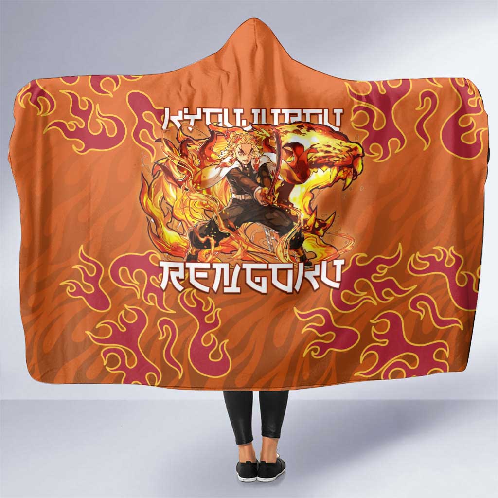 Rengoku Kyojuro Demon Slayer Hooded Blanket Inferno Anime Flame Crest Style