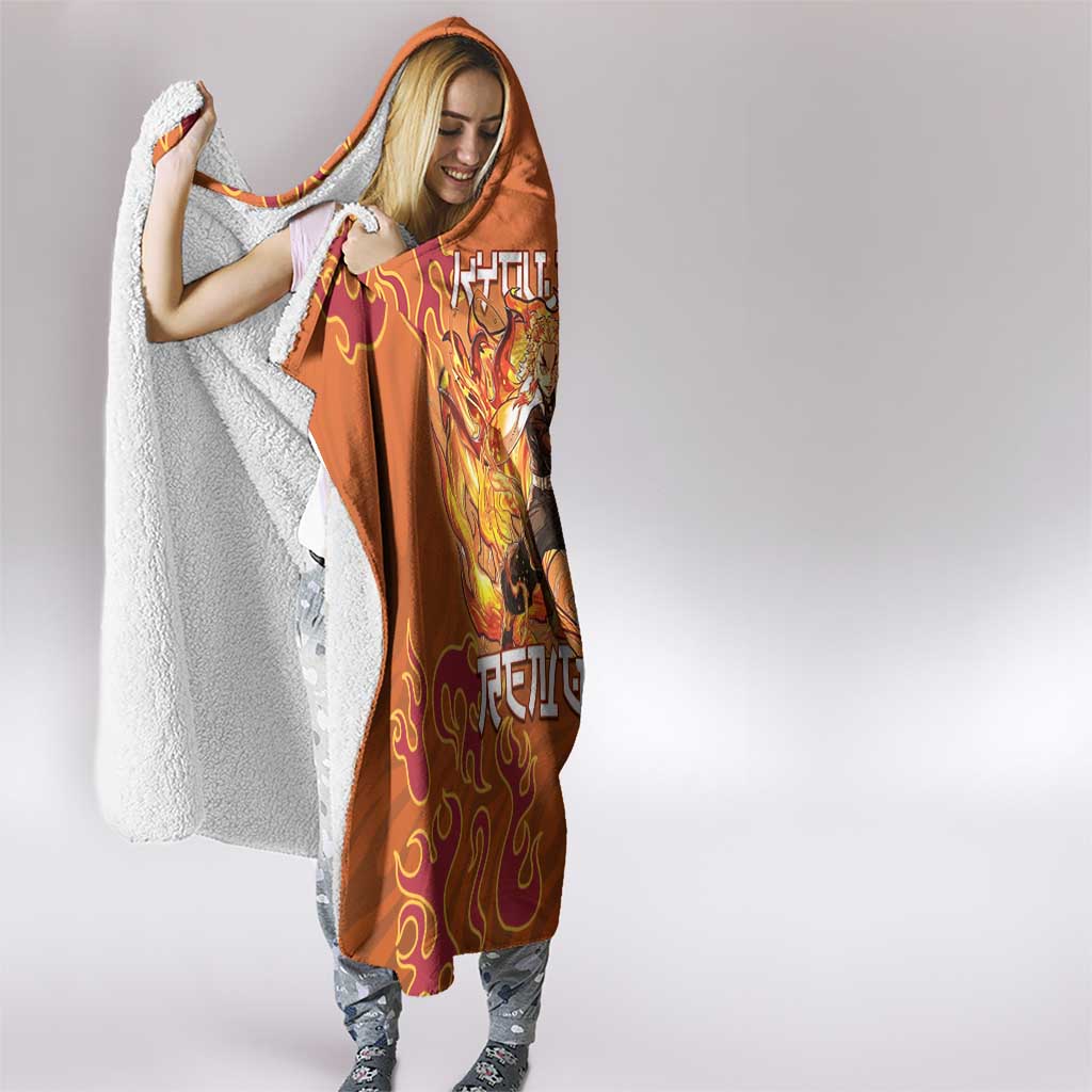 Rengoku Kyojuro Demon Slayer Hooded Blanket Inferno Anime Flame Crest Style