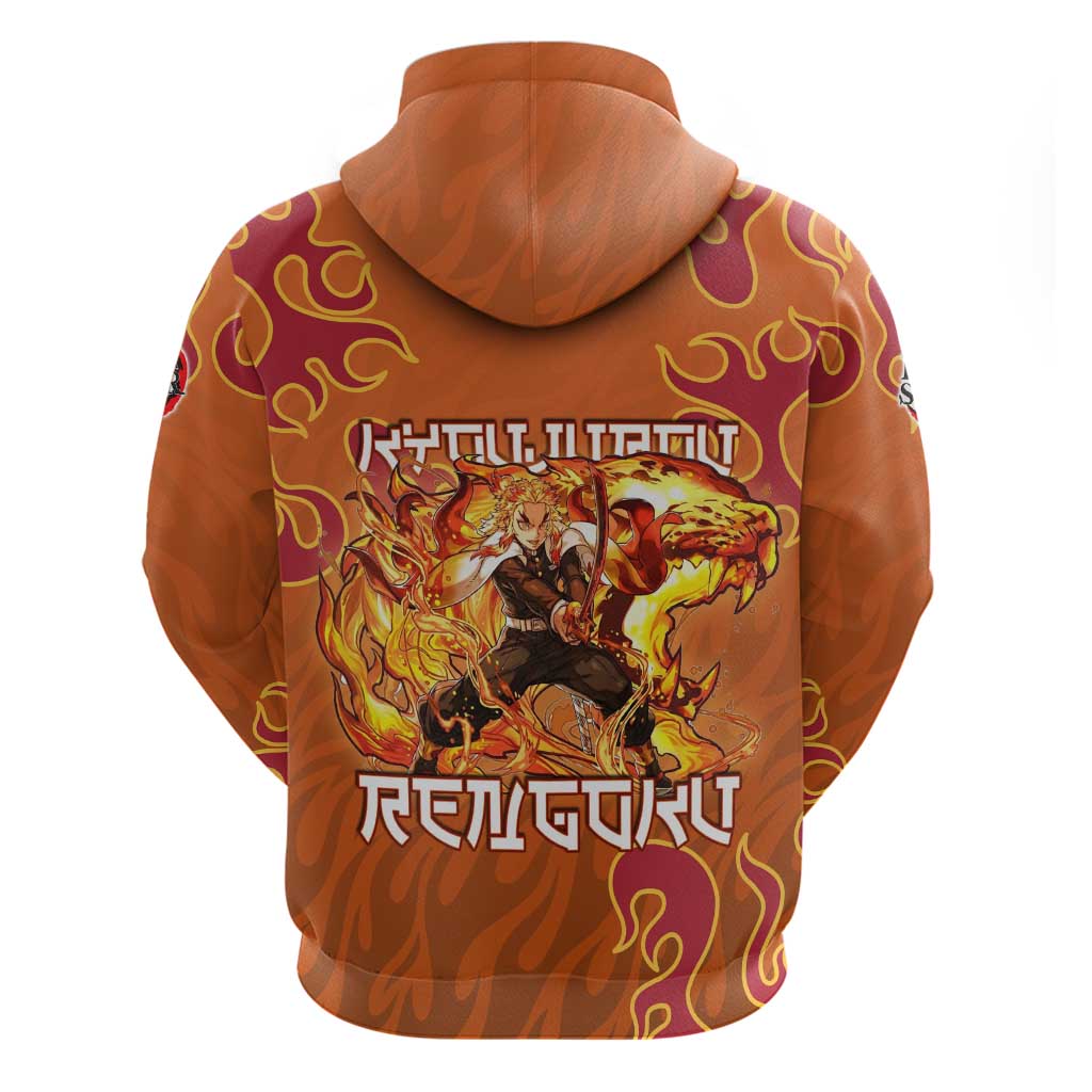 Rengoku Kyojuro Demon Slayer Hoodie Inferno Anime Flame Crest Style