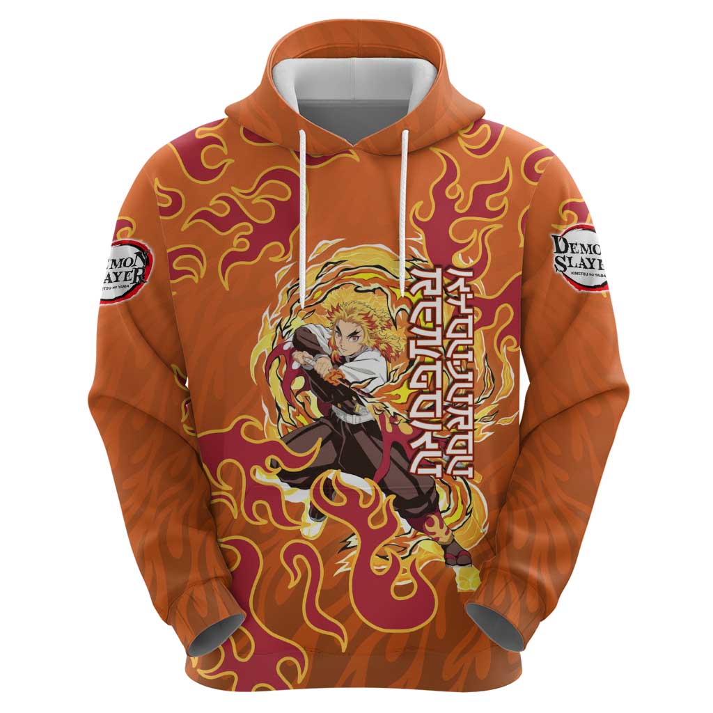 Rengoku Kyojuro Demon Slayer Hoodie Inferno Anime Flame Crest Style