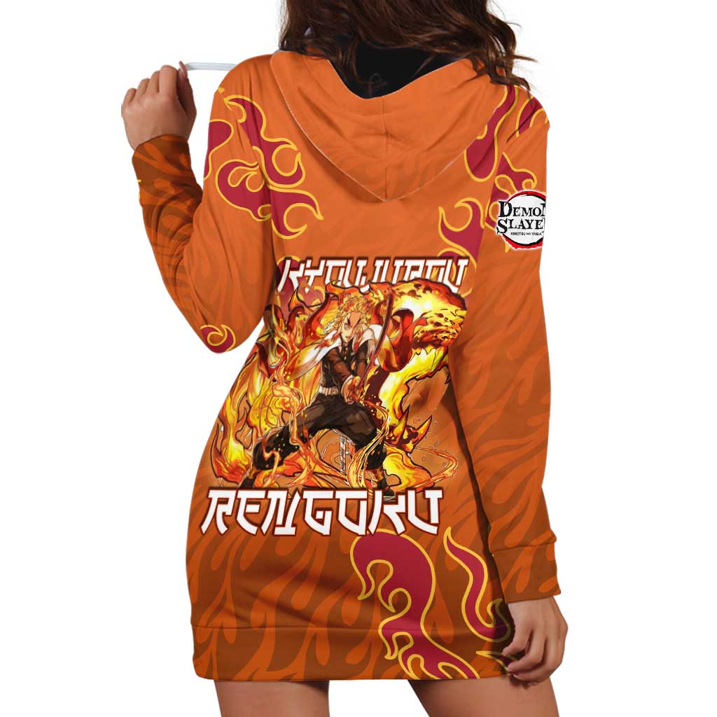 Rengoku Kyojuro Demon Slayer Hoodie Dress Inferno Anime Flame Crest Style