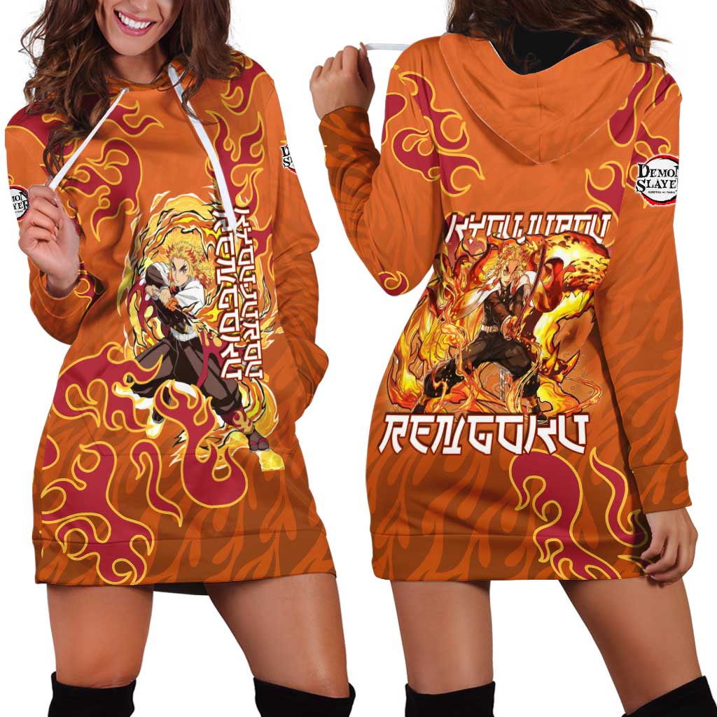 Rengoku Kyojuro Demon Slayer Hoodie Dress Inferno Anime Flame Crest Style