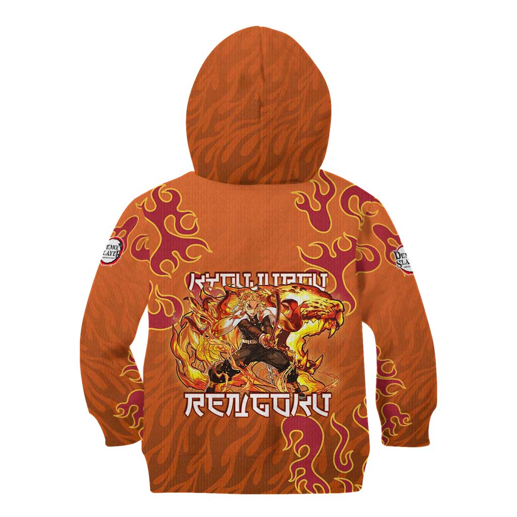 Rengoku Kyojuro Demon Slayer Kid Hoodie Inferno Anime Flame Crest Style