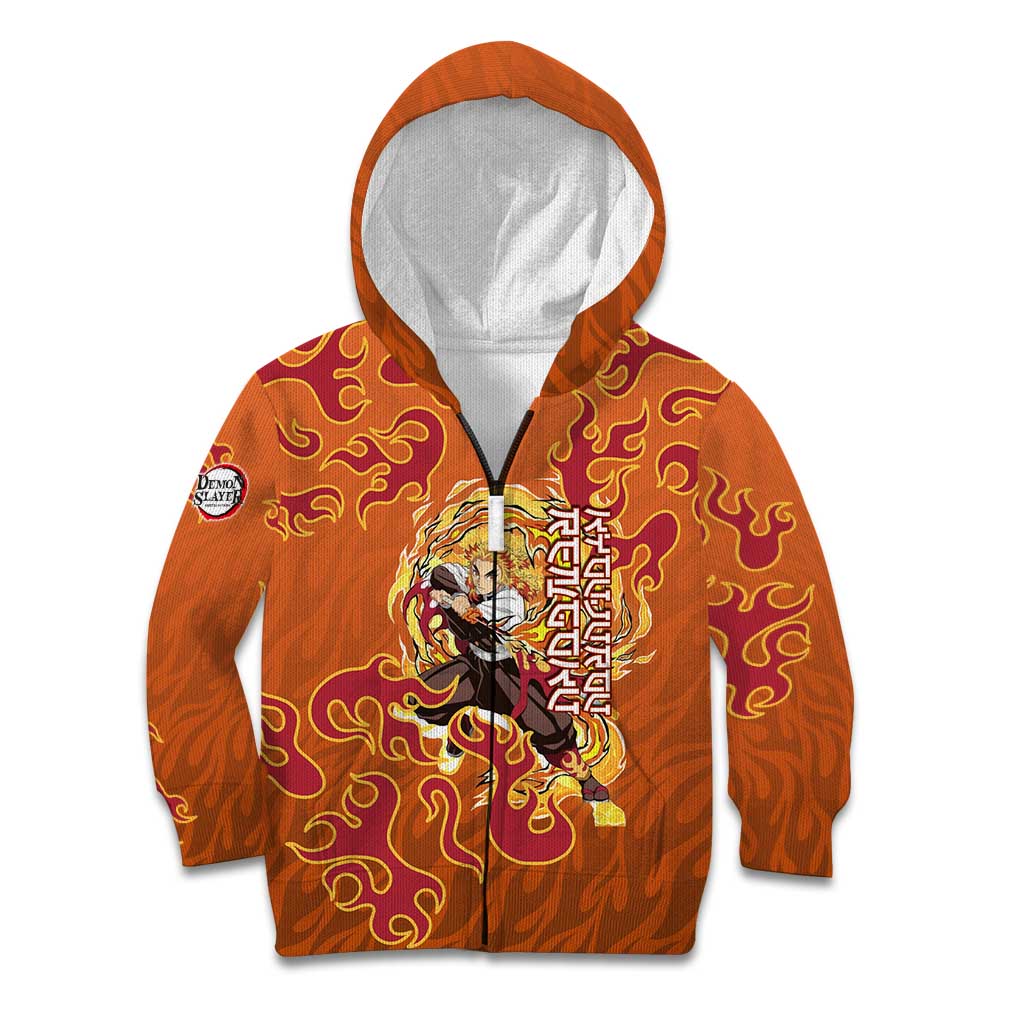 Rengoku Kyojuro Demon Slayer Kid Hoodie Inferno Anime Flame Crest Style