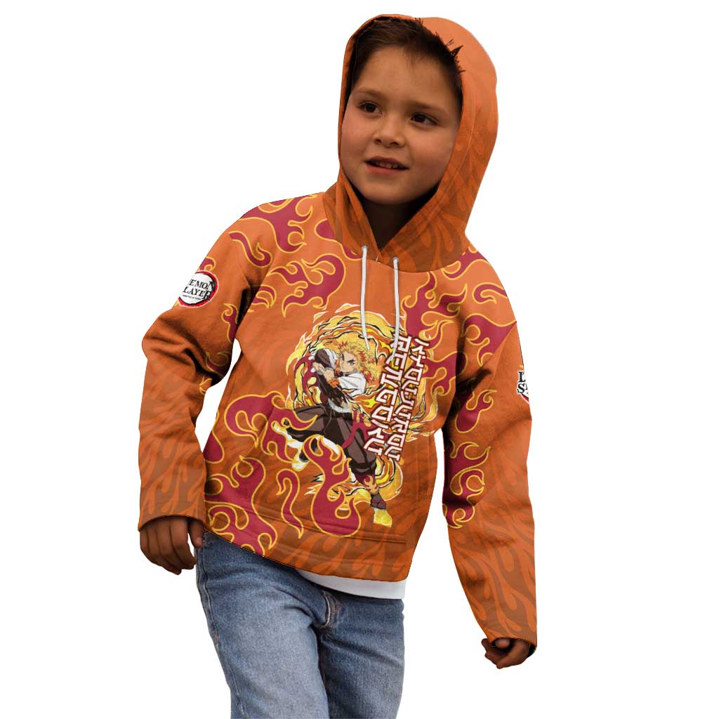 Rengoku Kyojuro Demon Slayer Kid Hoodie Inferno Anime Flame Crest Style
