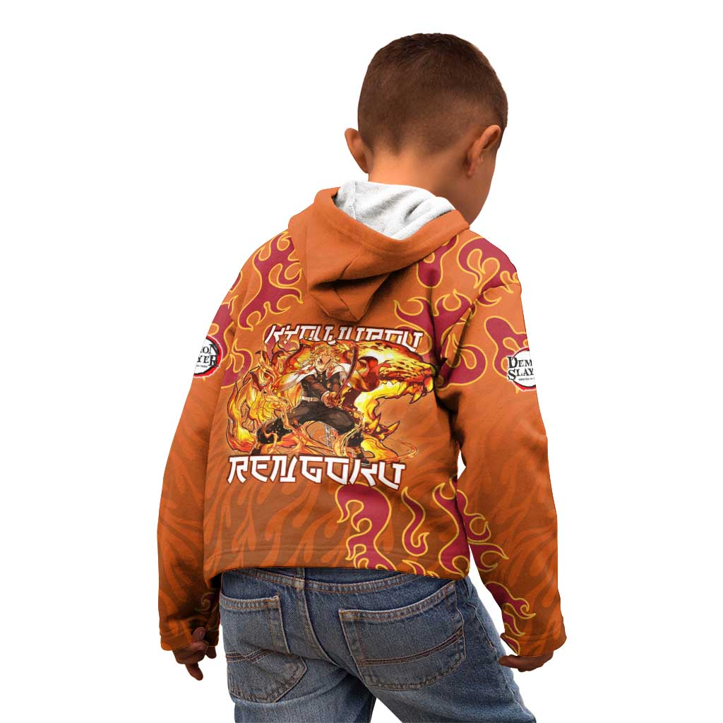 Rengoku Kyojuro Demon Slayer Kid Hoodie Inferno Anime Flame Crest Style