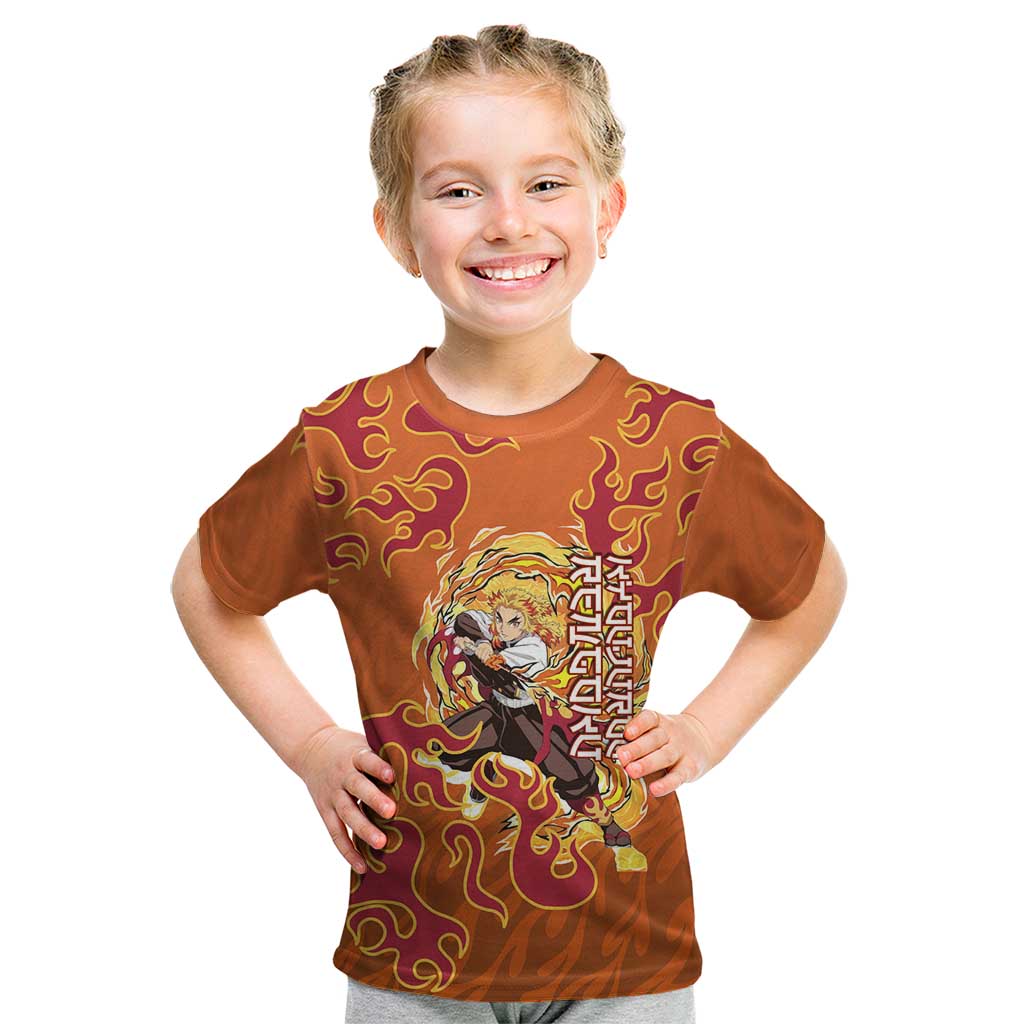 Rengoku Kyojuro Demon Slayer Kid T Shirt Inferno Anime Flame Crest Style
