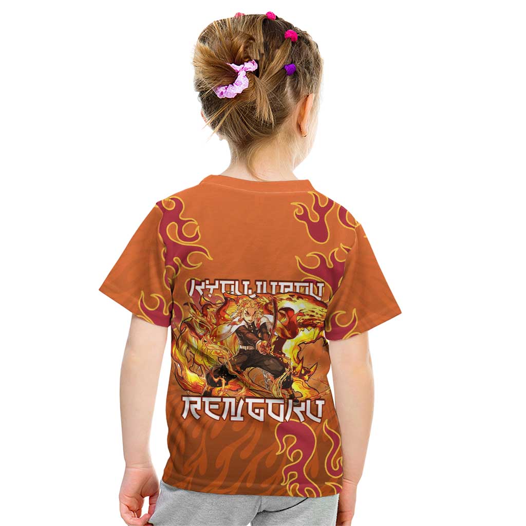 Rengoku Kyojuro Demon Slayer Kid T Shirt Inferno Anime Flame Crest Style