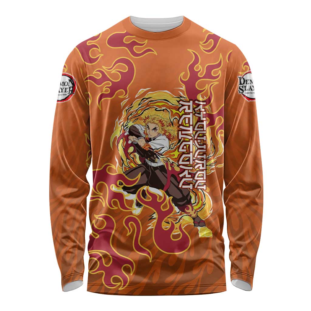 Rengoku Kyojuro Demon Slayer Long Sleeve Shirt Inferno Anime Flame Crest Style