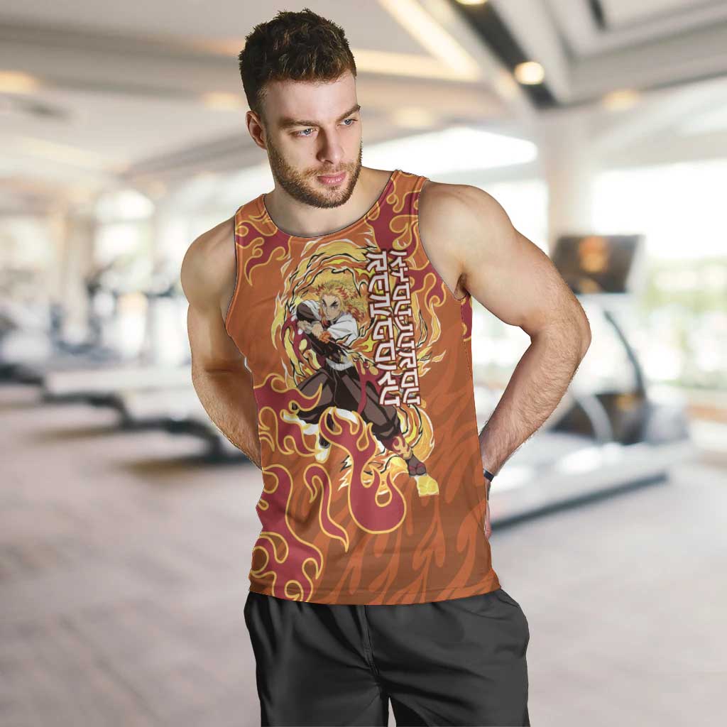 Rengoku Kyojuro Demon Slayer Men Tank Top Inferno Anime Flame Crest Style