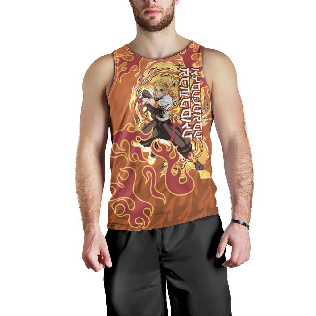 Rengoku Kyojuro Demon Slayer Men Tank Top Inferno Anime Flame Crest Style
