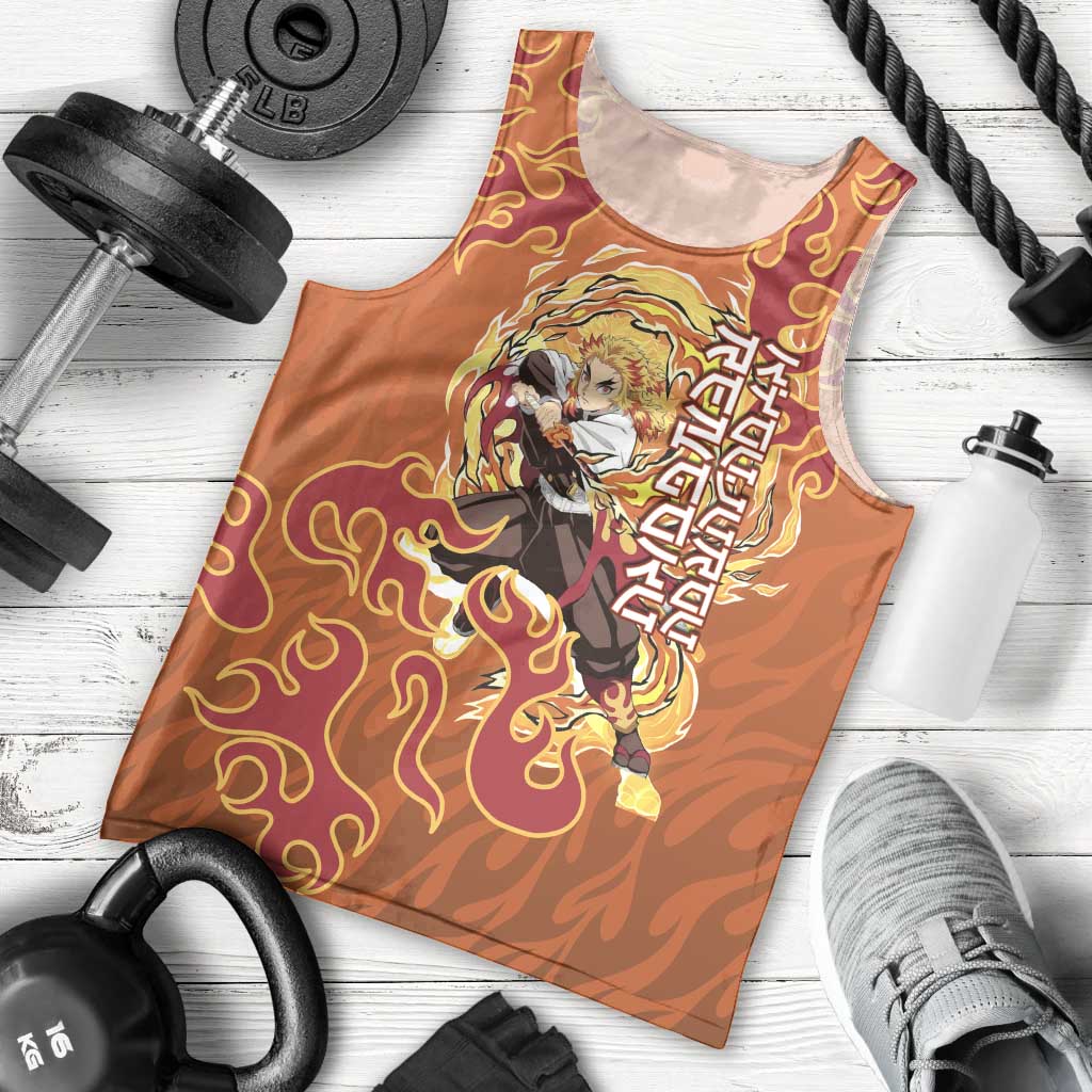 Rengoku Kyojuro Demon Slayer Men Tank Top Inferno Anime Flame Crest Style