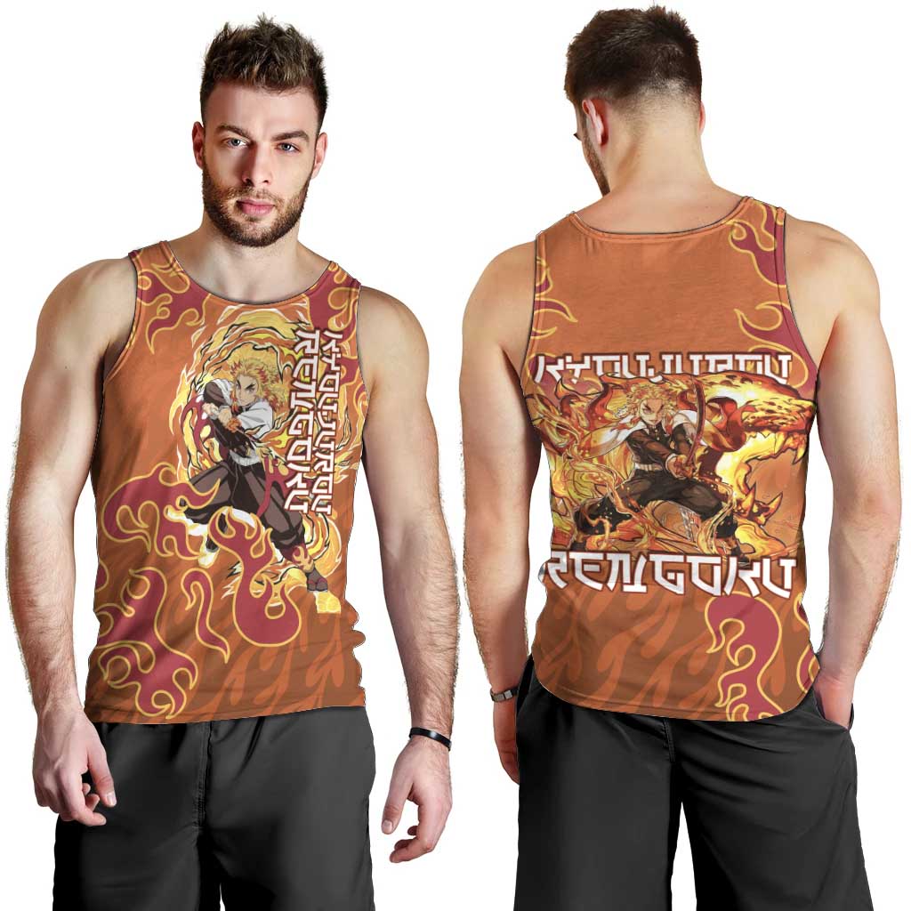 Rengoku Kyojuro Demon Slayer Men Tank Top Inferno Anime Flame Crest Style