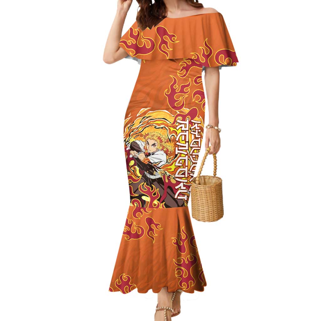 Rengoku Kyojuro Demon Slayer Mermaid Dress Inferno Anime Flame Crest Style