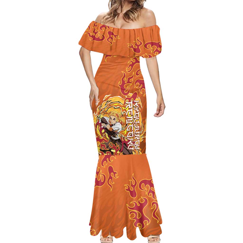 Rengoku Kyojuro Demon Slayer Mermaid Dress Inferno Anime Flame Crest Style