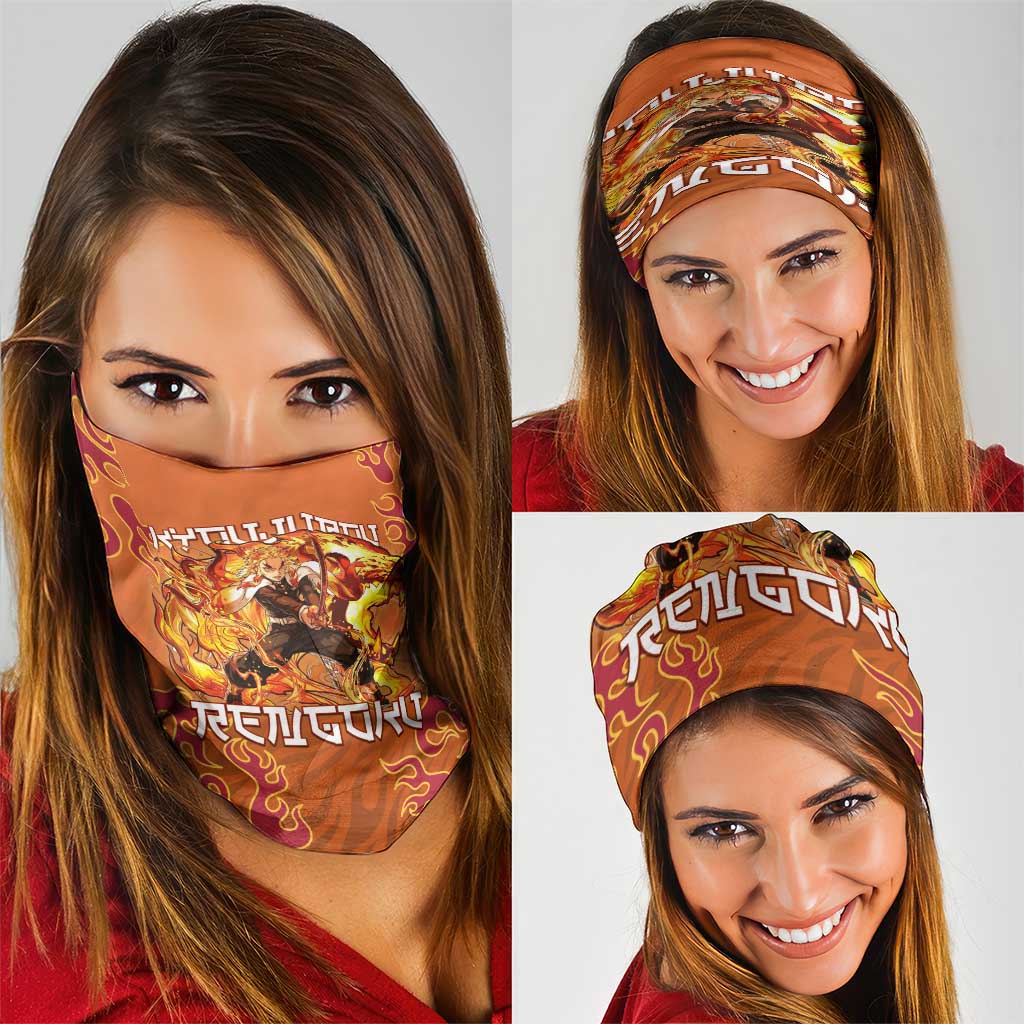 Rengoku Kyojuro Demon Slayer Neck Gaiter Inferno Anime Flame Crest Style