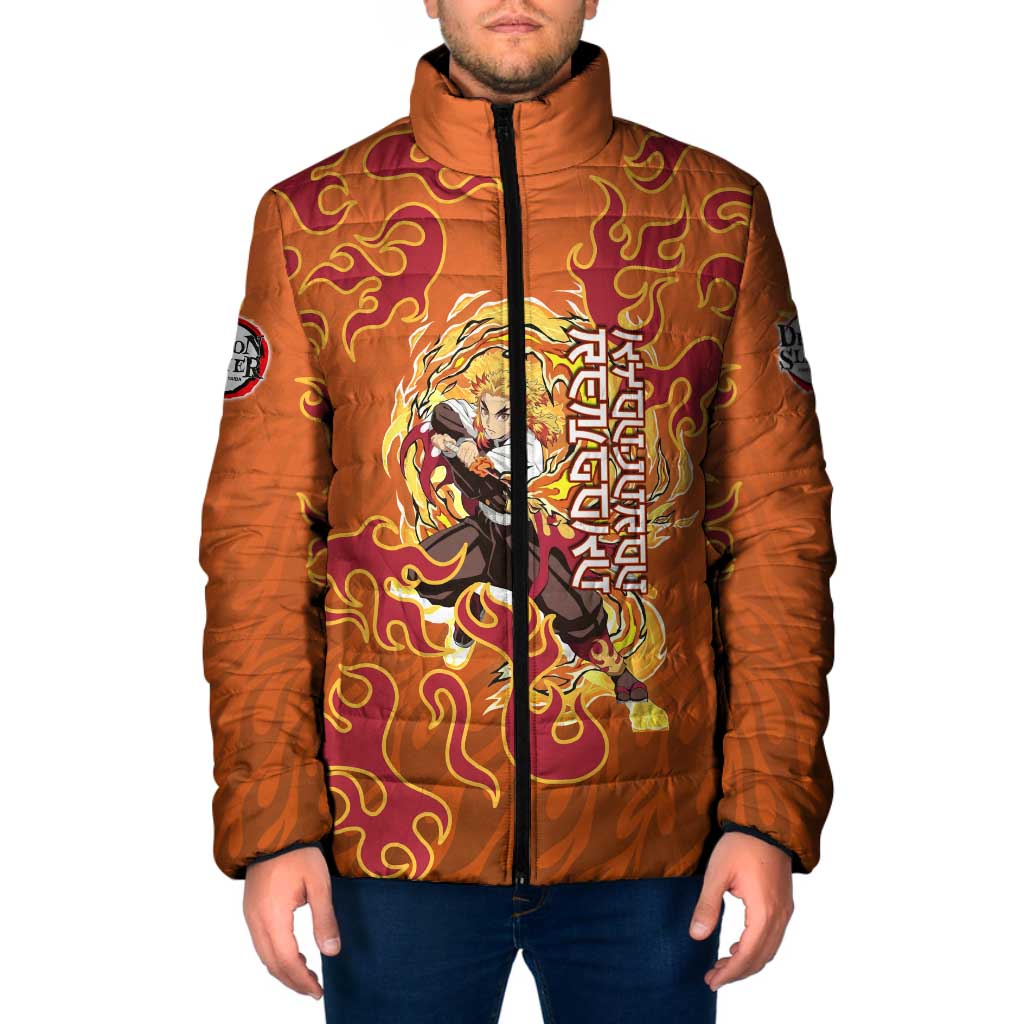 Rengoku Kyojuro Demon Slayer Padded Jacket Inferno Anime Flame Crest Style