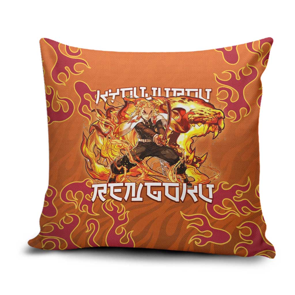 Rengoku Kyojuro Demon Slayer Pillow Cover Inferno Anime Flame Crest Style