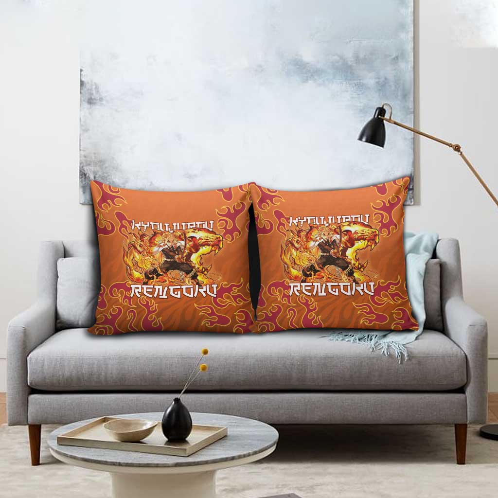 Rengoku Kyojuro Demon Slayer Pillow Cover Inferno Anime Flame Crest Style