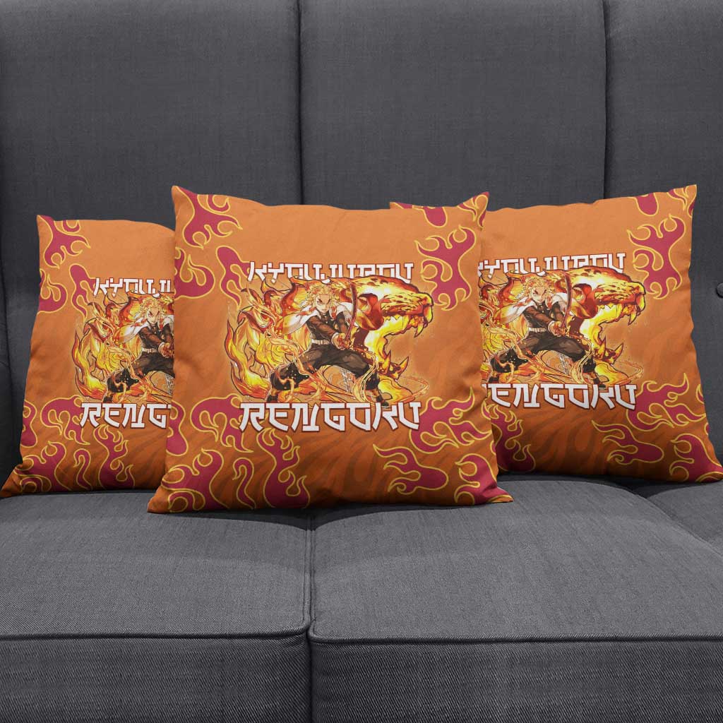 Rengoku Kyojuro Demon Slayer Pillow Cover Inferno Anime Flame Crest Style