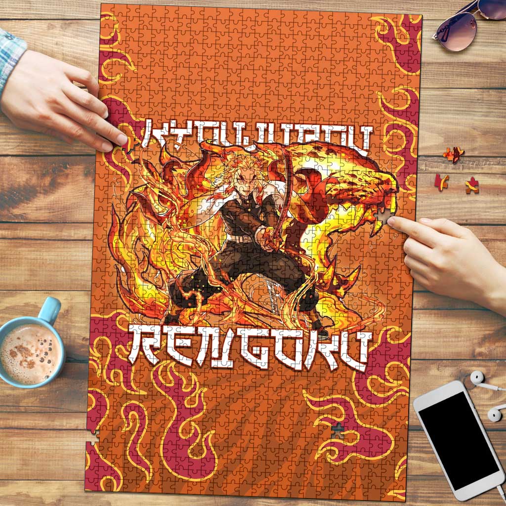 Rengoku Kyojuro Demon Slayer Puzzle Inferno Anime Flame Crest Style