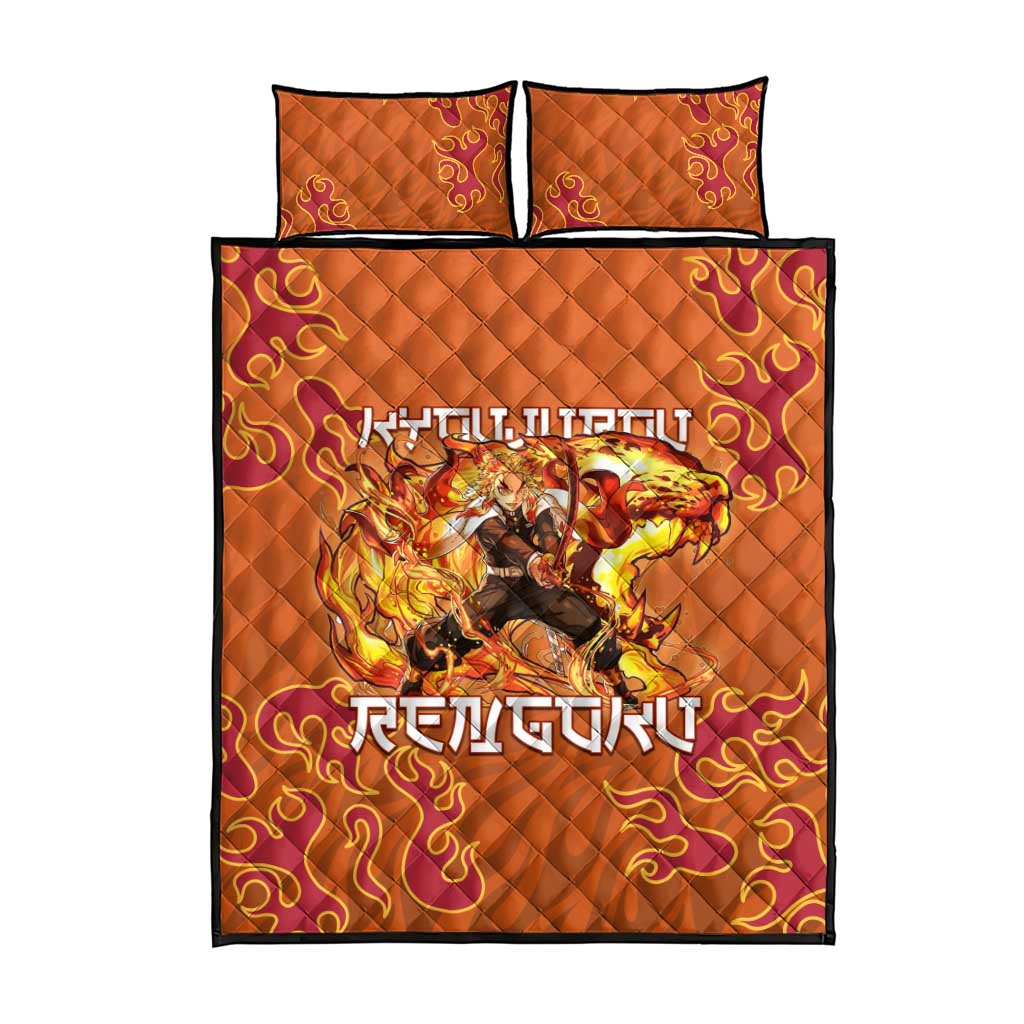 Rengoku Kyojuro Demon Slayer Quilt Bed Set Inferno Anime Flame Crest Style