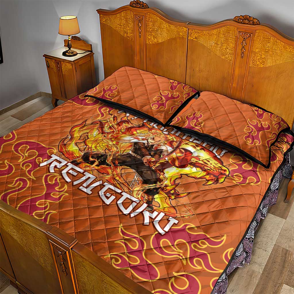 Rengoku Kyojuro Demon Slayer Quilt Bed Set Inferno Anime Flame Crest Style