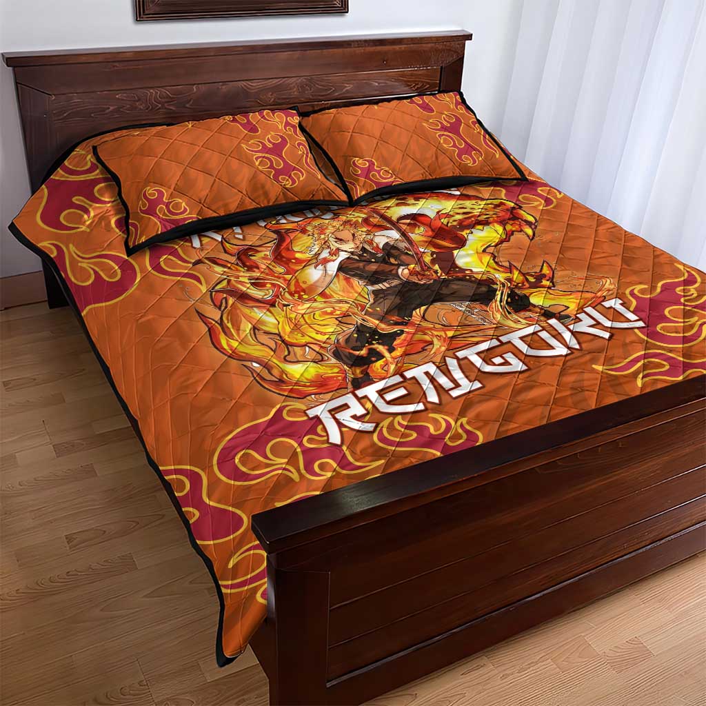 Rengoku Kyojuro Demon Slayer Quilt Bed Set Inferno Anime Flame Crest Style