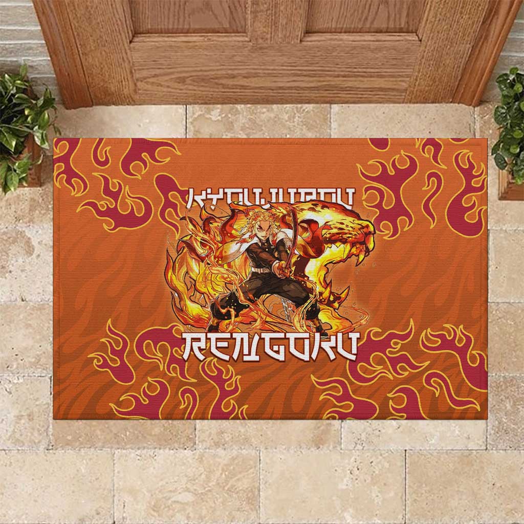 Rengoku Kyojuro Demon Slayer Rubber Doormat Inferno Anime Flame Crest Style