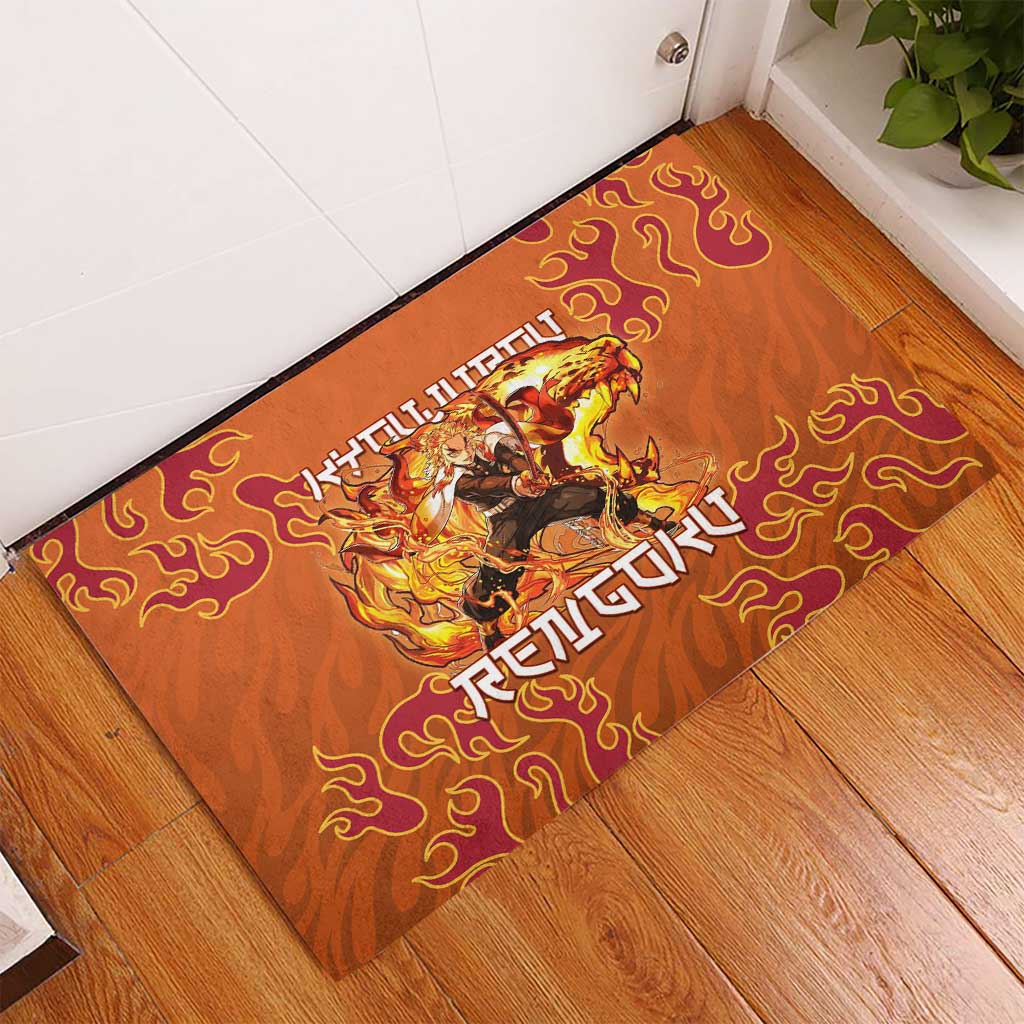 Rengoku Kyojuro Demon Slayer Rubber Doormat Inferno Anime Flame Crest Style