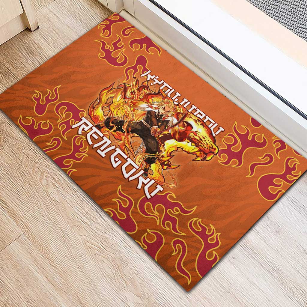 Rengoku Kyojuro Demon Slayer Rubber Doormat Inferno Anime Flame Crest Style
