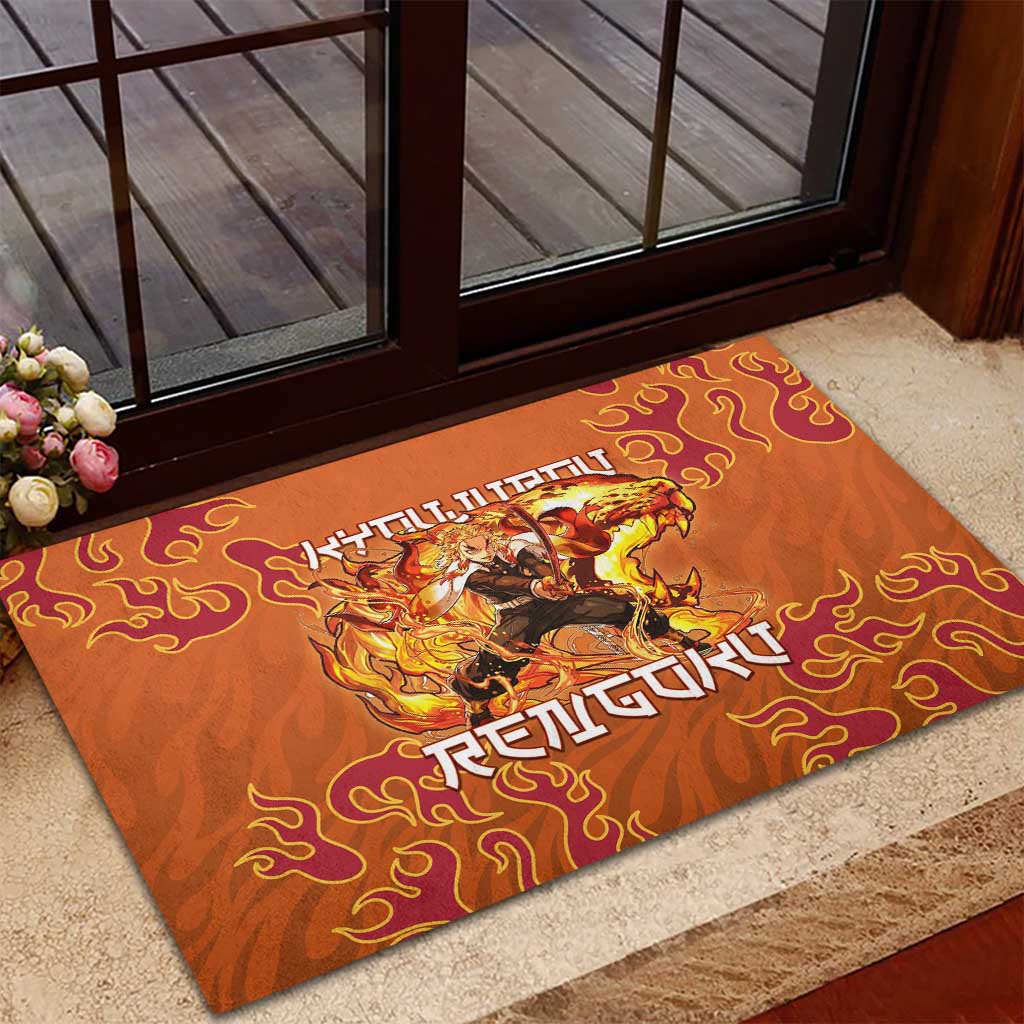 Rengoku Kyojuro Demon Slayer Rubber Doormat Inferno Anime Flame Crest Style